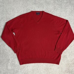 Club Room Mens 100% Fine Cashmere Red V-Neck Size L Pullover Classic Office